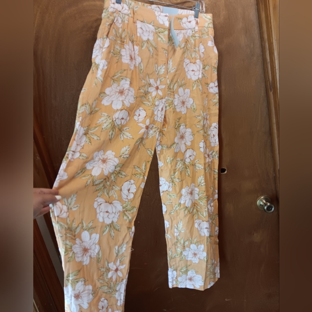 Blue Sol Orange Floral Wide-Leg Pants
